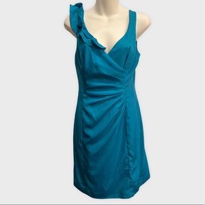 Lily Dress. Teal color Rouching and ruffle size small.